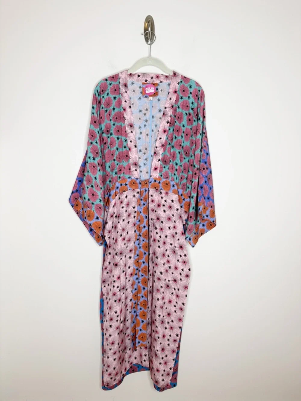 Celia B Santorini Kaftan Cover Up Kimono Robe Dress Floral